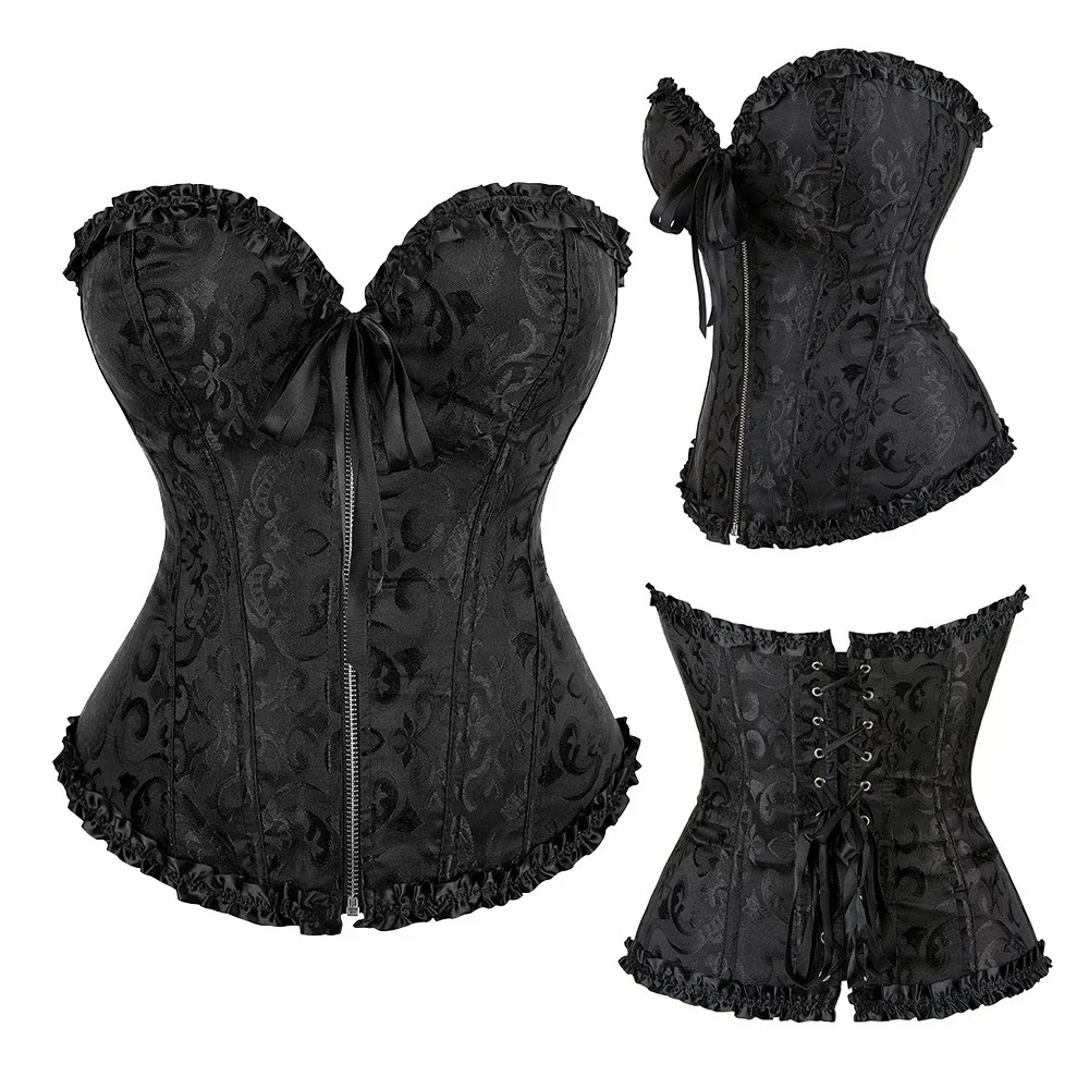 Zipper Jacquard Underbust Cors - огляд і ціна Boning Corset Steel